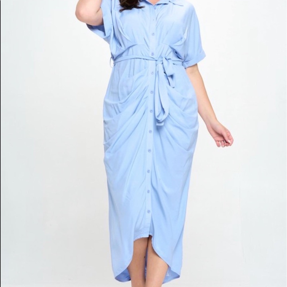 Baby blue colored plus size dress
